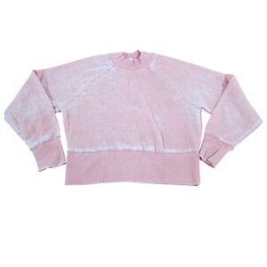 Hippie Rose Pink Acid Wash Mock Neck Raglan Cropped Sweatshirt XL